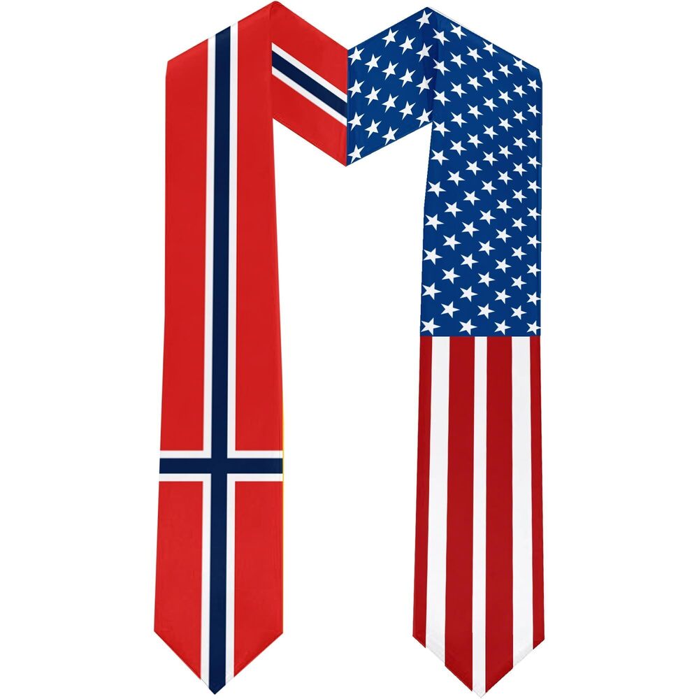 9534 2025 Norway Flag and USA Flag Graduation Stole Graduation Sash